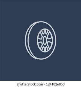 car tyre icon. car tyre linear design concept from Car parts collection. Simple element vector illustration on dark blue background.