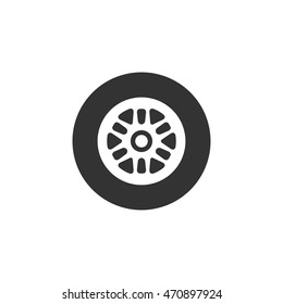 Car Tyre Icon In Single Color. Auto Transportation Wheel Rubber