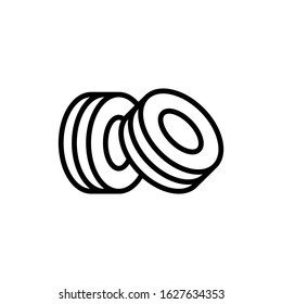 Car tyre icon symbol in linear, outline style isolated on white background