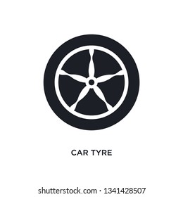 car tyre isolated icon. simple element illustration from car parts concept icons. car tyre editable logo sign symbol design on white background. can be use for web and mobile
