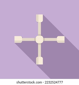 Car tyre key icon flat vector. Repair shop. Auto service