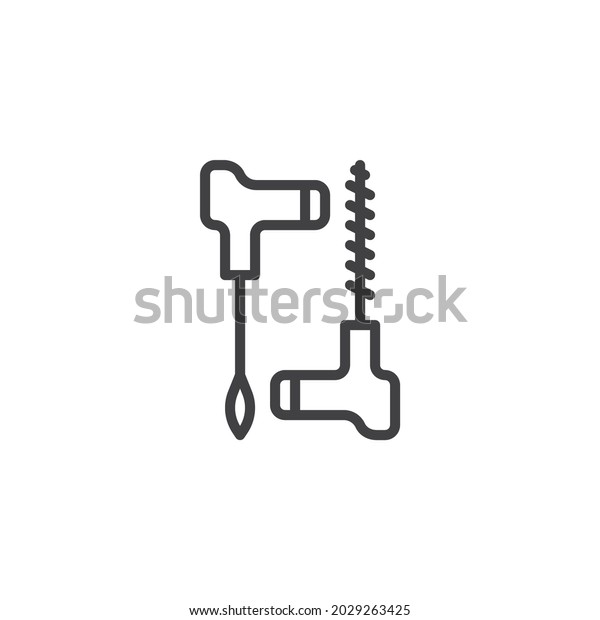 Car Tyre repair line icon.\
linear style sign for mobile concept and web design. Wheel repair\
tool outline vector icon. Symbol, logo illustration. Vector\
graphics