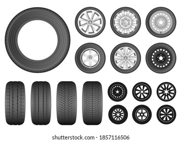 Car Wheels Set Different Wheels On Stock Vector (Royalty Free) 1721191720