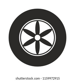 Car tyre wheel monochrome black vector design element isolated vehicle tire automobile part sign symbol icon