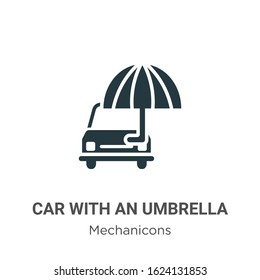 Car with an umbrella glyph icon vector on white background. Flat vector car with an umbrella icon symbol sign from modern mechanicons collection for mobile concept and web apps design.