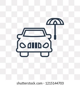 Car with umbrella vector outline icon isolated on transparent background, high quality linear Car with umbrella transparency concept can be used web and mobile