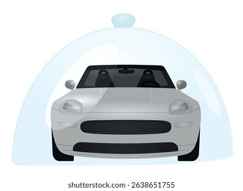 Car under glass dome. vector illustration	
