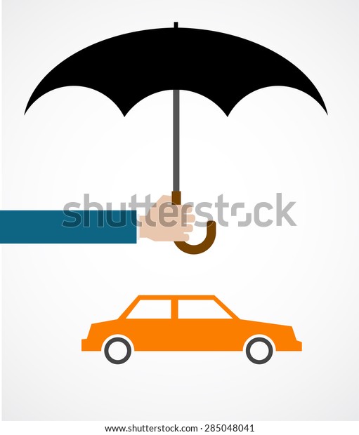 car under umbrella -\
protection concept