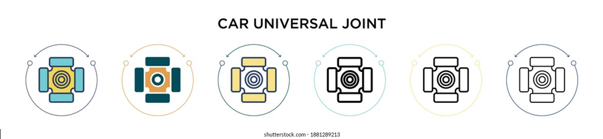 Car universal joint icon in filled, thin line, outline and stroke style. Vector illustration of two colored and black car universal joint vector icons designs can be used for mobile, ui, web