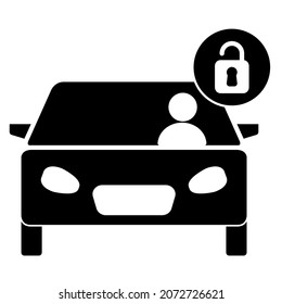 Car unlocked icon in trendy silhouette style design. Vector illustration isolated on a white background.