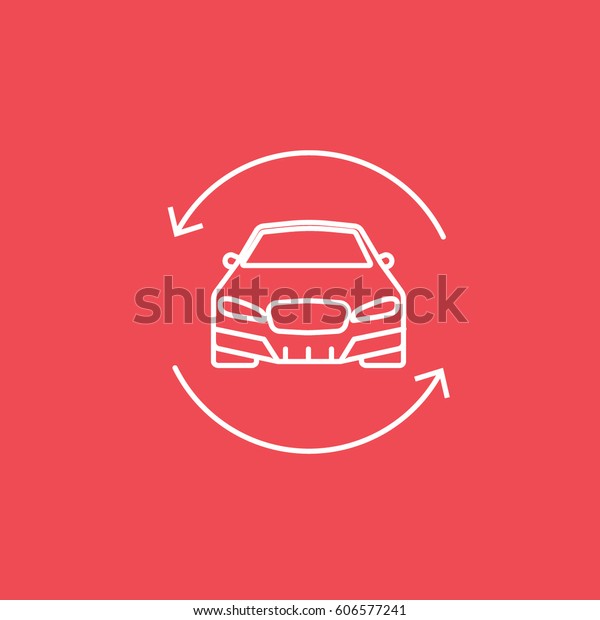 Car Update Line Icon\
On Red Background