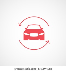 Car Update Red Flat Icon On White Background