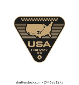 Car U.S. Highway Route 66 logo template vector design element vintage style for label or badge retro illustration.