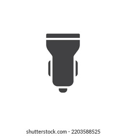 Car USB Charger Vector Icon. Filled Flat Sign For Mobile Concept And Web Design. Car Phone Charger Glyph Icon. Symbol, Logo Illustration. Vector Graphics