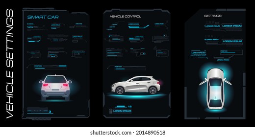 Car user interface. Electronic digital scoreboard with network settings for a passenger car. Smart car on HUD touch interface