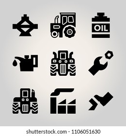 Car Utensils icon set. assembly, nature, industrial and mot vector illustration for web