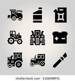 Car Utensils icon set. bristle, engine, scenics and field vector illustration for web