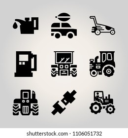 Car Utensils icon set. diesel, water, safe and grass vector illustration for web