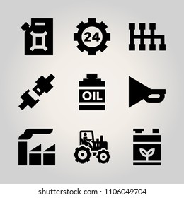 Car Utensils icon set. man, field, person and lithium vector illustration for web