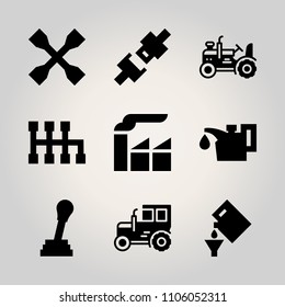 Car Utensils icon set. mechanic, precaution, gasoline and drill vector illustration for web