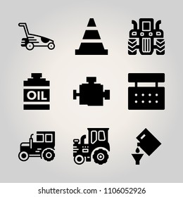 Car Utensils icon set. pink, cutter, retro and land vector illustration for web