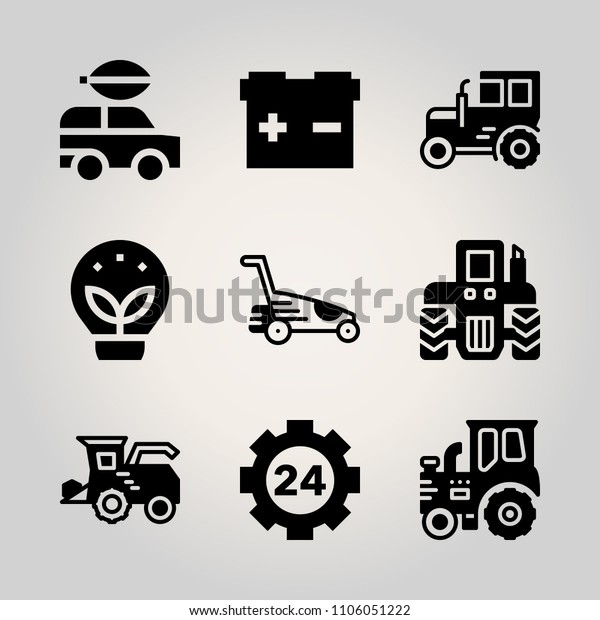 Car Utensils icon set. seed,\
decoration, land and voltage vector illustration for\
web