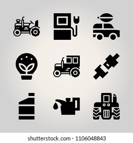 Car Utensils icon set. work, driving, tree and driver vector illustration for web