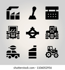 Car Utensils icon set. workshop, stroke, smoke and refinery vector illustration for web