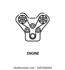 Car V engine flat line icon. Vector illustrations to indicate product categories in the online auto parts store. Car repair.