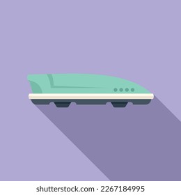Vector plano del icono de la caja de vacaciones del coche. Equipaje en el techo. Carga de viaje