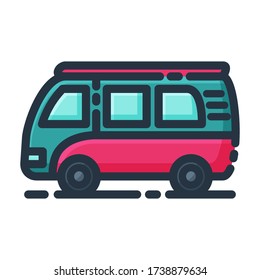 Car Vacation Vector Icon. Summer Symbol Outline