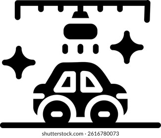 Car with a vacuum cleaner Glyph Vector Icon Design