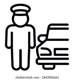 Icono de valet de coche. Icono de vector de valet de coche de contorno para diseño web aislado en fondo blanco