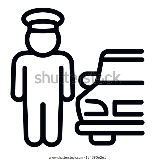 Car valet icon. Outline car valet\
vector icon for web design isolated on white\
background
