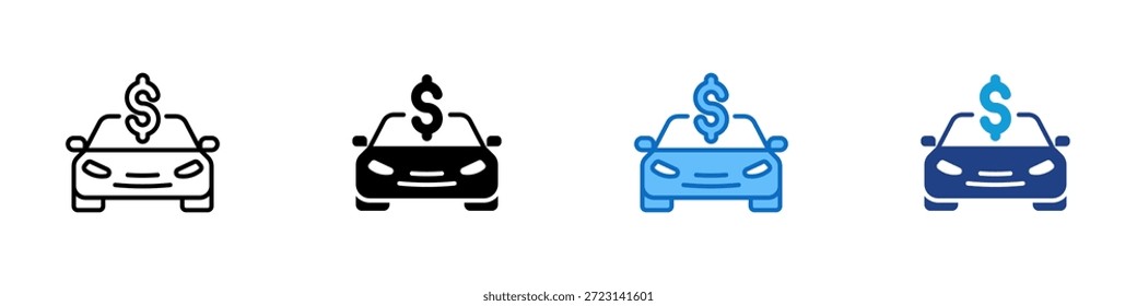 Vector de diseño de íconos de estilo múltiple: vehículo con un símbolo de divisa arriba, que representa el Precios, la valoración y el valor financiero
