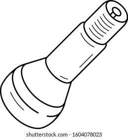 Car valve stem. Bicycle part. Vector outline icon.