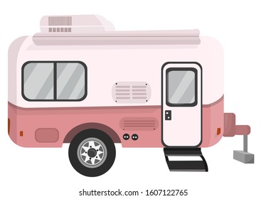 car van caravan camper mobile home vector illustration isolated on white background