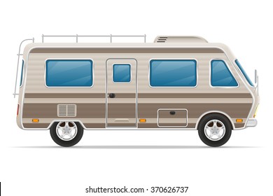 car van caravan camper mobile home vector illustration isolated on white background