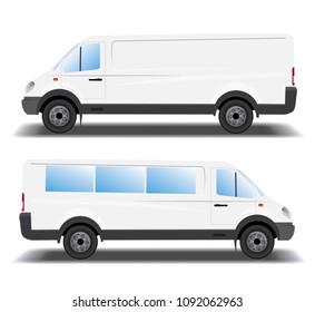 Car van cargo and passenger side view vector illustration. Car van mock up vector.