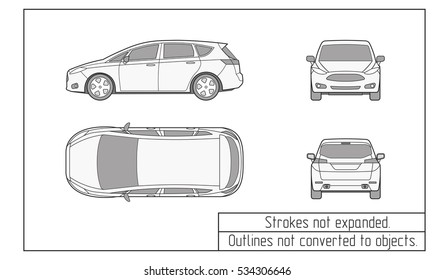 car van drawing outline strokes not expanded