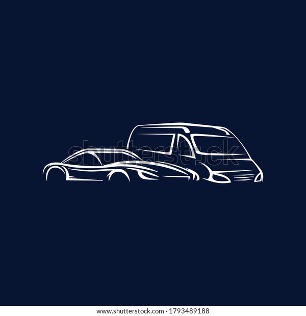car and van illustration with a sleek and elegant
line style, can be used as a logo, icon or additional element in
your logo