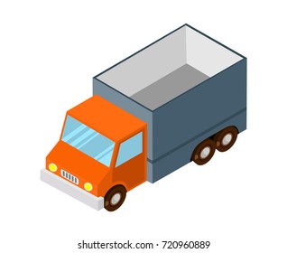 Car with the van. Isometric. Vector illustration.