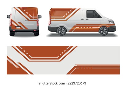 Diseño de envolvimiento de parachoques de camioneta de coche conjunto realista con automóvil de diferentes ángulos y vistas envolventes ilustración vectorial