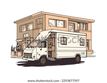 Car van and semi carrying cargo isolated