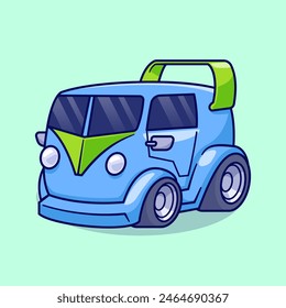 Car Van Vehicle Cartoon Vector Icon Illustration. Transportation Object Icon Concept Isolated Premium Vector. Flat Cartoon Style