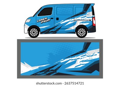 Car van Wrap design for company, decal, wrap, and sticker. abstract stripe background kit designs for van wrap vehicle EPS 10