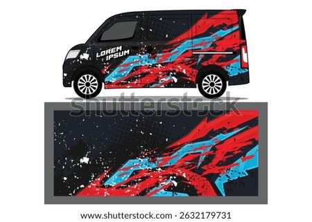 Car van Wrap design for company, decal, wrap, and sticker. abstract stripe background kit designs for van wrap vehicle EPS 10