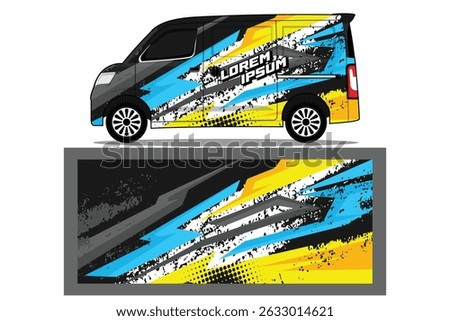 Car van Wrap design for company, decal, wrap, and sticker. abstract stripe background kit designs for van wrap vehicle EPS 10