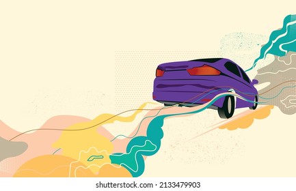 car vector abstract background,vintage art with raster 