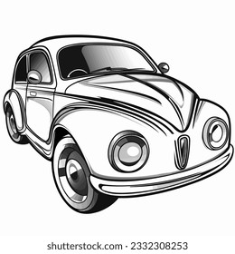 Car Vector Art Illustration Black and White